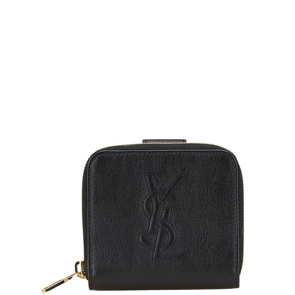 Saint Laurent YSL logo compact bifold wallet black leather